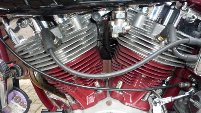 1981 harley-davidson shovelhead red engine