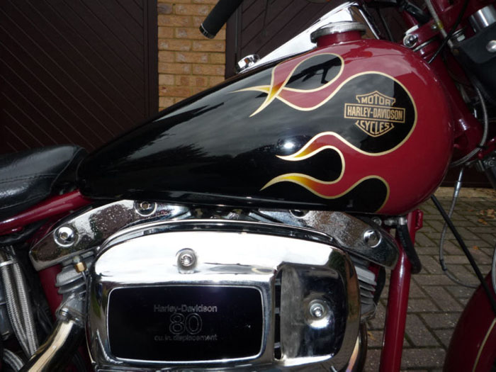 1981 harley-davidson shovelhead red tank