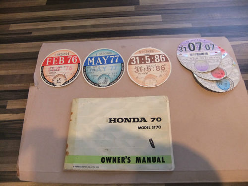 1973 Honda ST 70cc Monkey Bike Manual Old Tax Discs