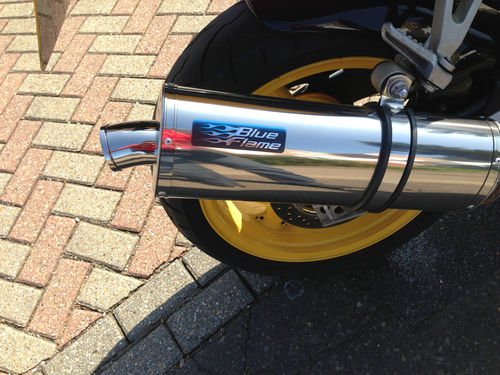 2002 Kawasaki Ninja ZX6-R J2 Yellow Blue Flame Exhaust