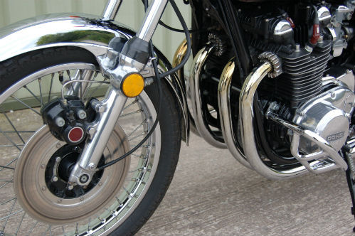 1973 kawasaki z1 orange brown tourer 903cc front wheel exhaust pipes