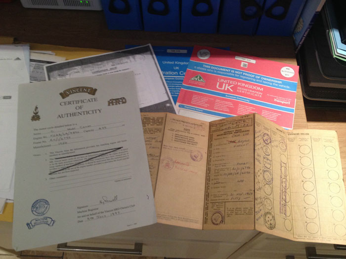 1950 Vincent Comet History Documents