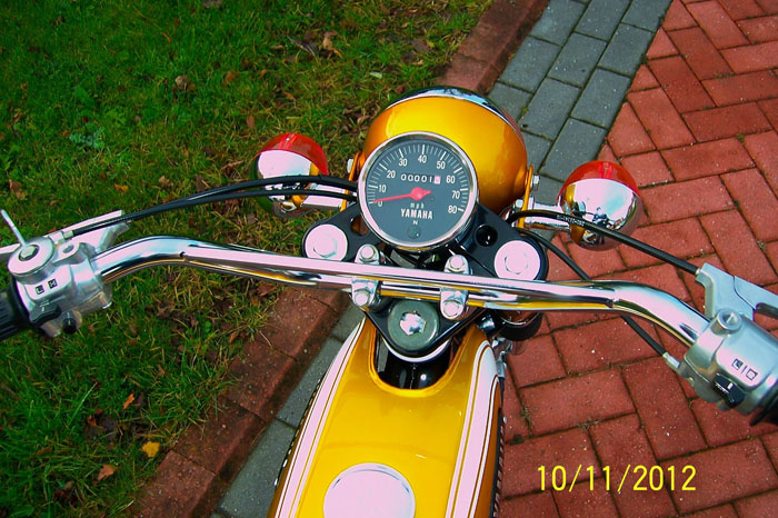 1973 yamaha fs1-e pedal model candy gold concours rebuild handlebars speedometer